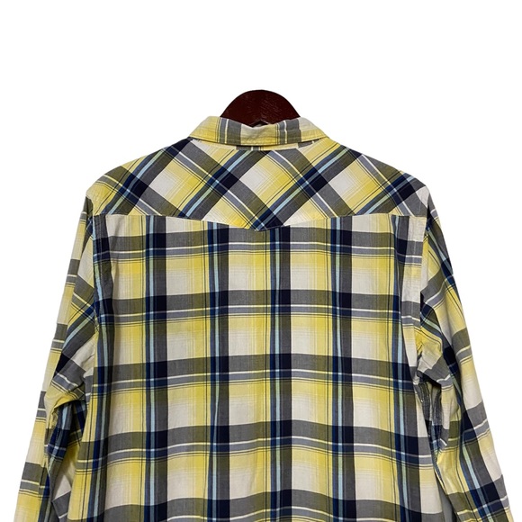 American Eagle Plaid Pearl Snap Button Down Yellow - Picture 10 of 15